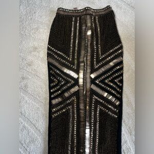 Midi Skirt- Black/Gold Sequins